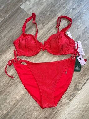 Wild Fable Red Tie-Side Underwire Bikini Set
